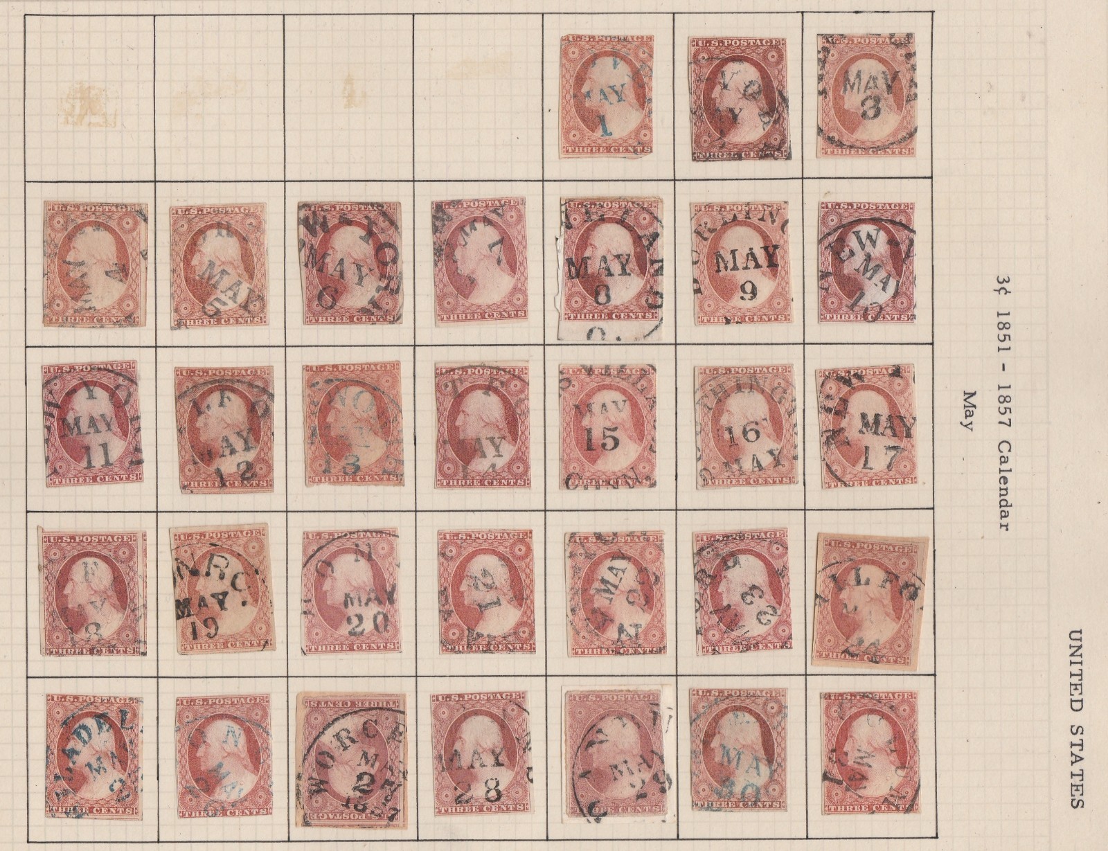 KS-1077 360 SC# 11 & 10's & 2 RARE PLUM? DATED CANCEL  CALENDAR  JAN 1 - DEC 31