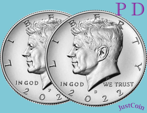 2022 P&D KENNEDY HALF DOLLAR SET CLAD TWO COINS SET UNCIRCULATED