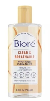 Biore Clear & Breathable Witch Hazel 2% BHA Toner 8 Oz New, Sealed