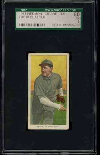 Jack Davison cプリント 459) 1910 T206 #186 Rube Geyer SGC 60 EX 5 Follow Thru