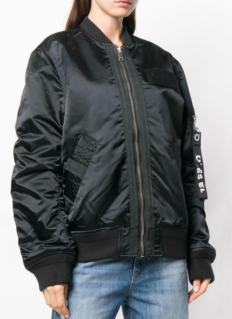 Diesel Women's G-Souly-FL Bomber Jacket, 00SKEL0TAQF, Black Diesel Women's G-Souly-FL Bomber Jacket, 00SKEL0TAQF, Black
