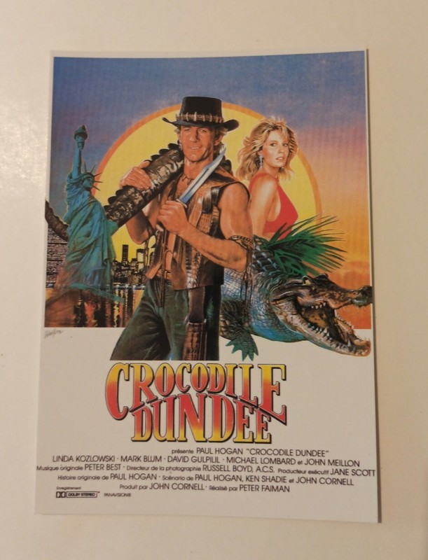 Carte Postale CinÃ©Mas Film The Crocodile Dundee Linda Kozlowski  Paul Hogan Blum
