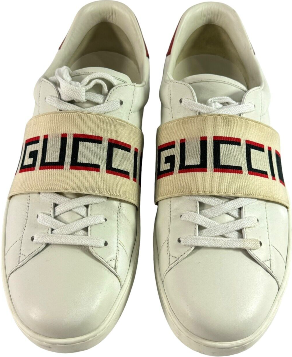 GUCCI ACE Band Logo White Leather Men's Sneakers Made in