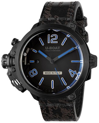 Pre-owned U-boat 8806 Capsule 50 Mm Pvd Bk Bl Automatic Mens Watch 10atm