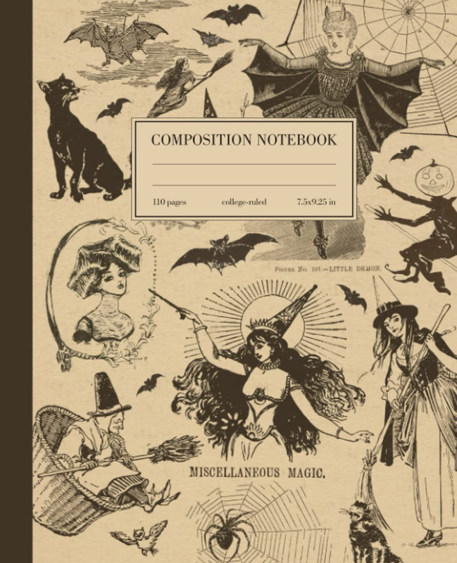 Composition Notebook College Ruled: Vintage Witch Illustration | Halloween Witch