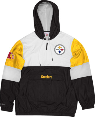 MITCHELL & NESS MITCHELL & NESS PITTSBURGH STEELERS SURPRISE WIN WINDBREAKER BLACK ZIP JACKET