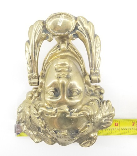 VINTAGE BRASS Home Entry Door KNOCKER Man Head DETAILED 7.5