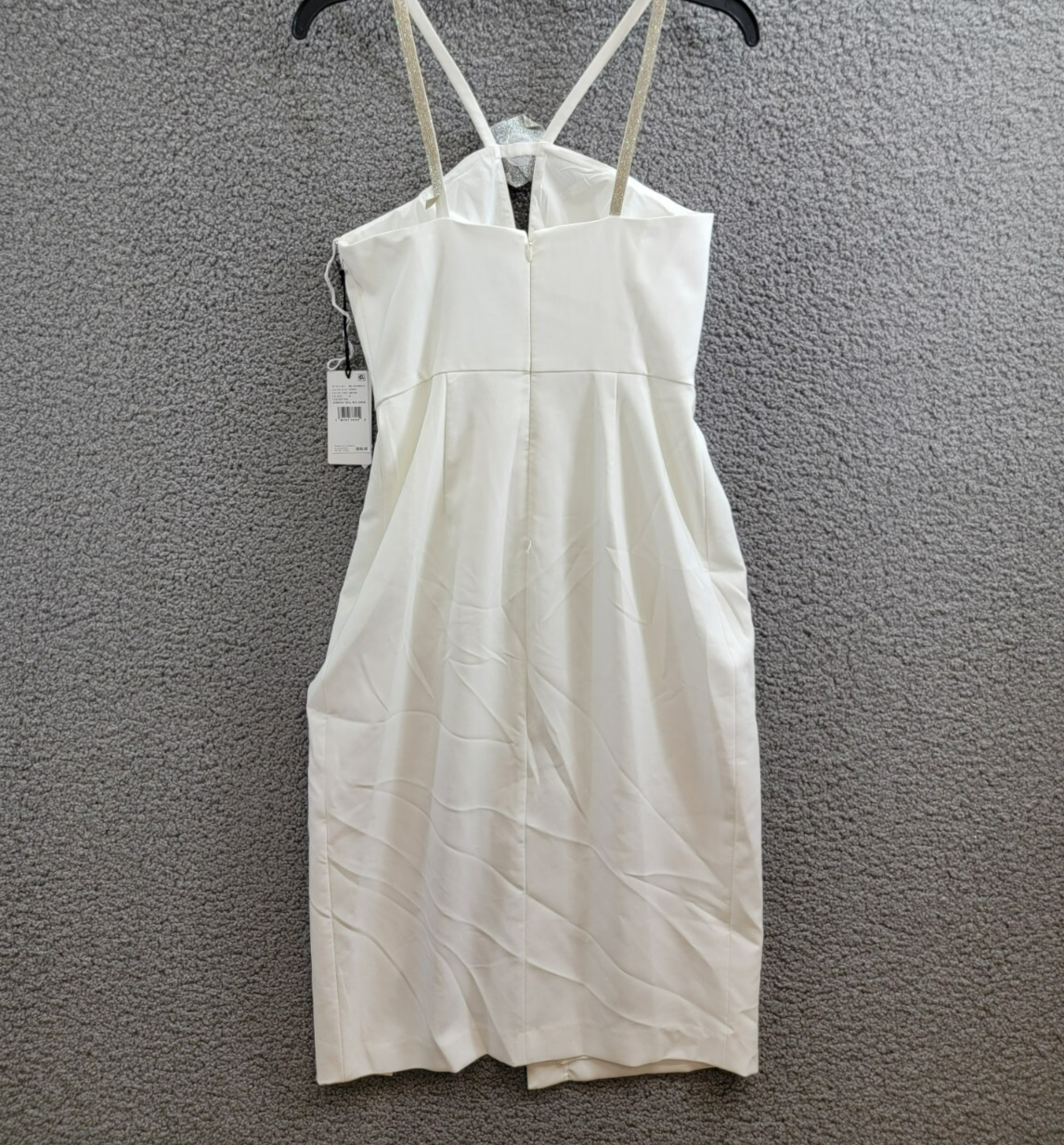 Liv Foster Embellished Twill Halter Midi Dress Women's 6 Ivory Back Zip Closure - Picture 9 of 18