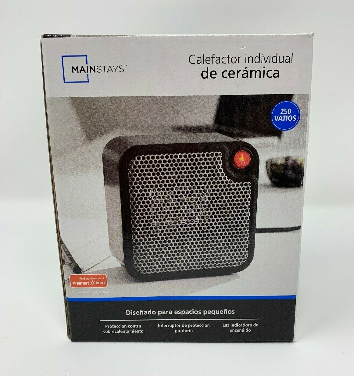 Mainstays Small Personal Electric Portable Ceramic Space Heater 250 Watt Black