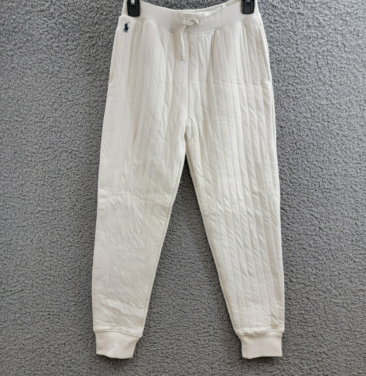 Polo Ralph Lauren Quilted Jogger Pant Big Girls L (12-14) Antique Cream Pull On - Picture 2 of 17