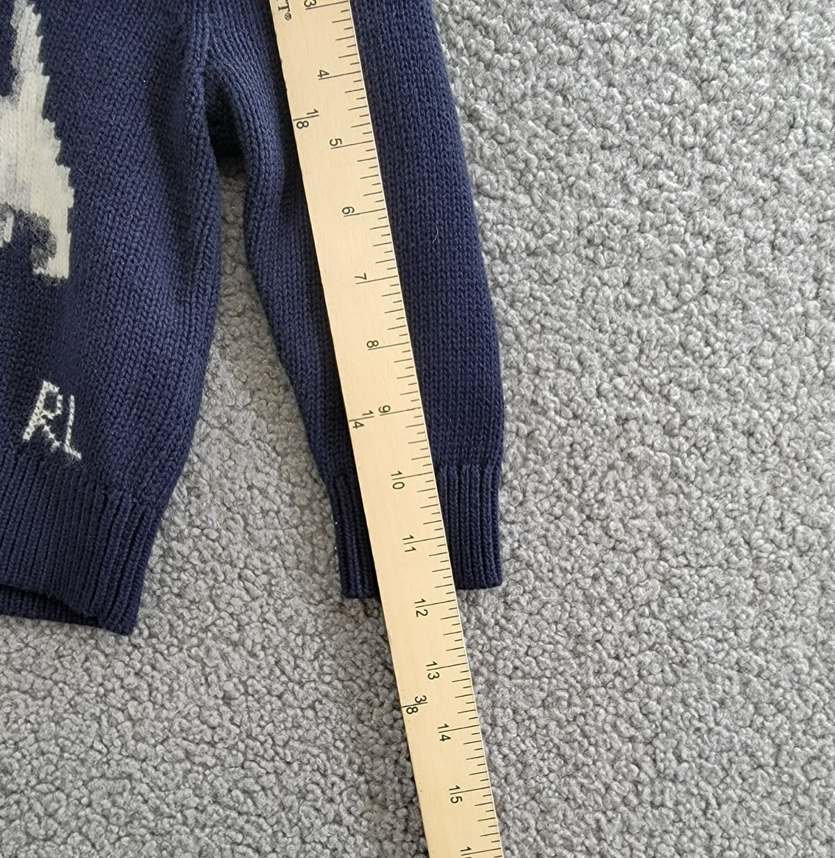 Ralph Lauren Intarsia Dog Fair Isle Wool Sweater Little Girls' 2 Navy Crewneck - Picture 5 of 15