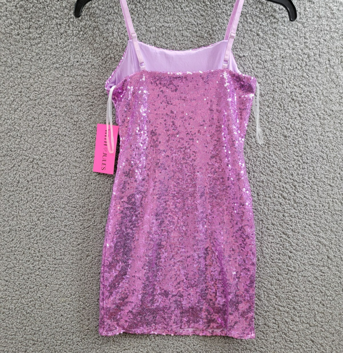 With Jules Sleeveless Sequin Bodycon Dress Big Girls L Lilac Round Neck Pullover - Picture 9 of 15
