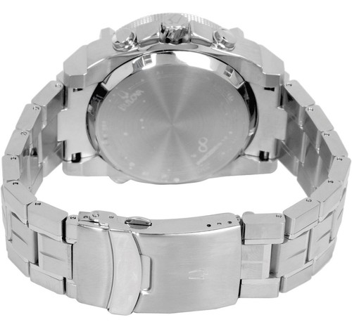 Pre-owned Bulova Men's Icon High Precision Quartz Chronograph Luxury Watch Make An Offer In Stainless Steel/ Blue And Yellow Accents