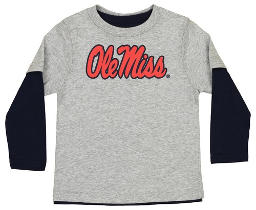 Комбинированная футболка 3 в 1 для малышей Outerstuff Ole Miss Rebels NCAA, темно-синий/серый