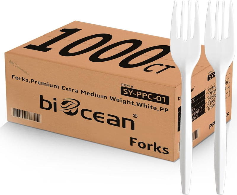1000PCS Disposable Plastic Forks Silverware Set Bulk Fork White Reusable Heavy D