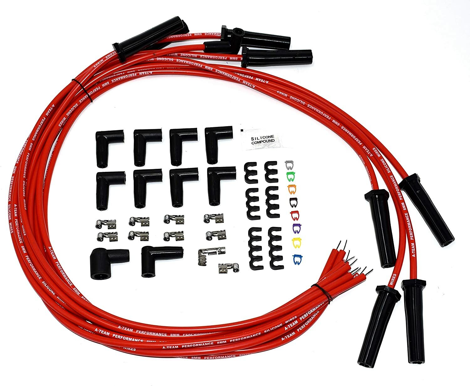 8.0mm Red Silicone High Performance Spark Plug Wire Set Universal Fit