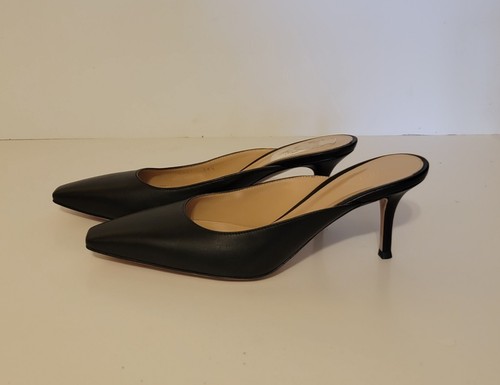 Pre-owned Gianvito Rossi Pointed-toe Leather Heeled Mules Nappa Black Eu 37 Sz 7