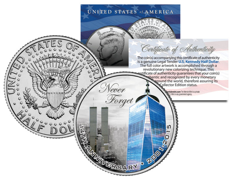 WORLD TRADE CENTER * 14th Anniversary * 9/11 JFK Half Dollar US Coin ONE 1 WTC