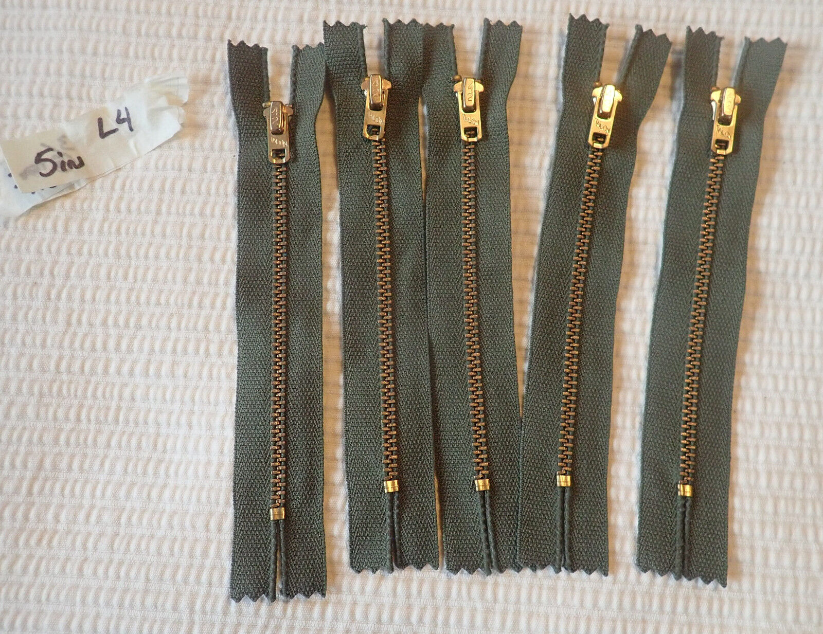 Lot of 5) Talon 42 Brass Closed End Zipper 5in USA Made Lot of 5) Talon 42 Brass Closed End Zipper 5in USA Made