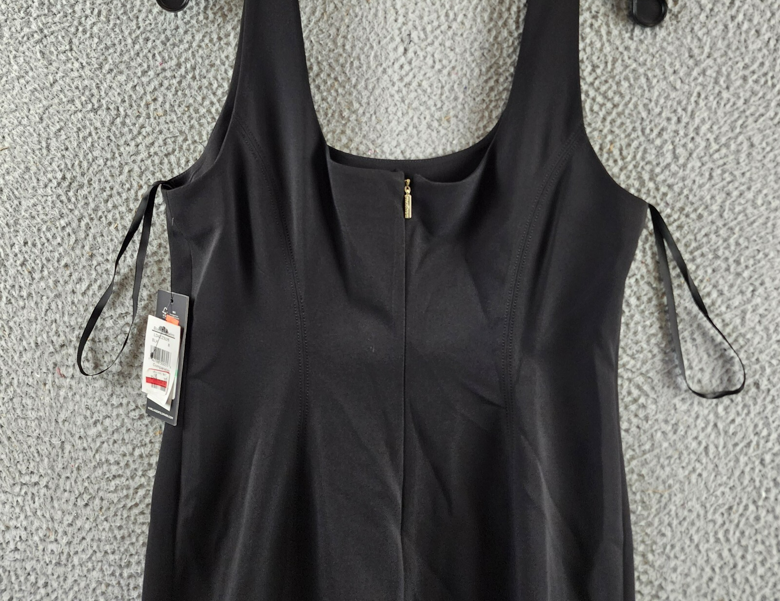 KARL LAGERFELD PARIS Square Neck Crepe Dress Women's 8 Black Back Zip Closure - Picture 13 of 14
