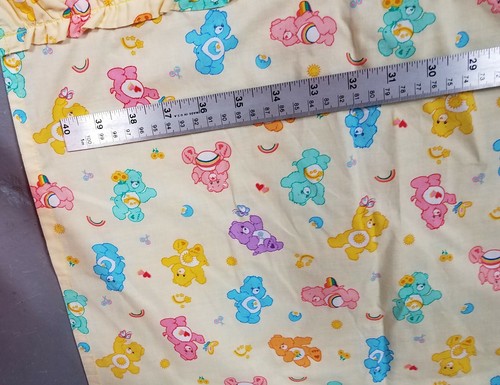 Pair of Vintage Care Bears Curtains 1980s yellow Rainbows 32x41