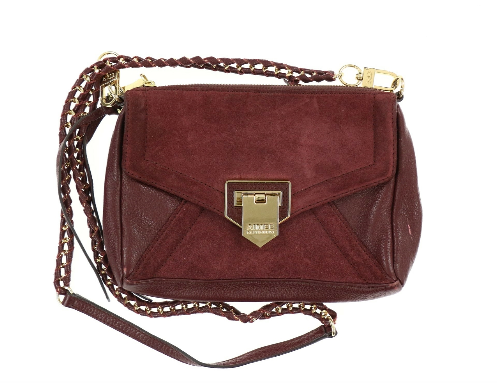 Aimee Kestenberg 250764 Womens Basic Leather Crossbody Bag Sangria