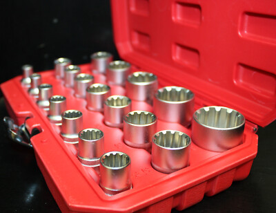 19pc 1/2'' Dr.  Spline Gear Lock Multi Bit Socket Set 8-32mm CR-v  Metric