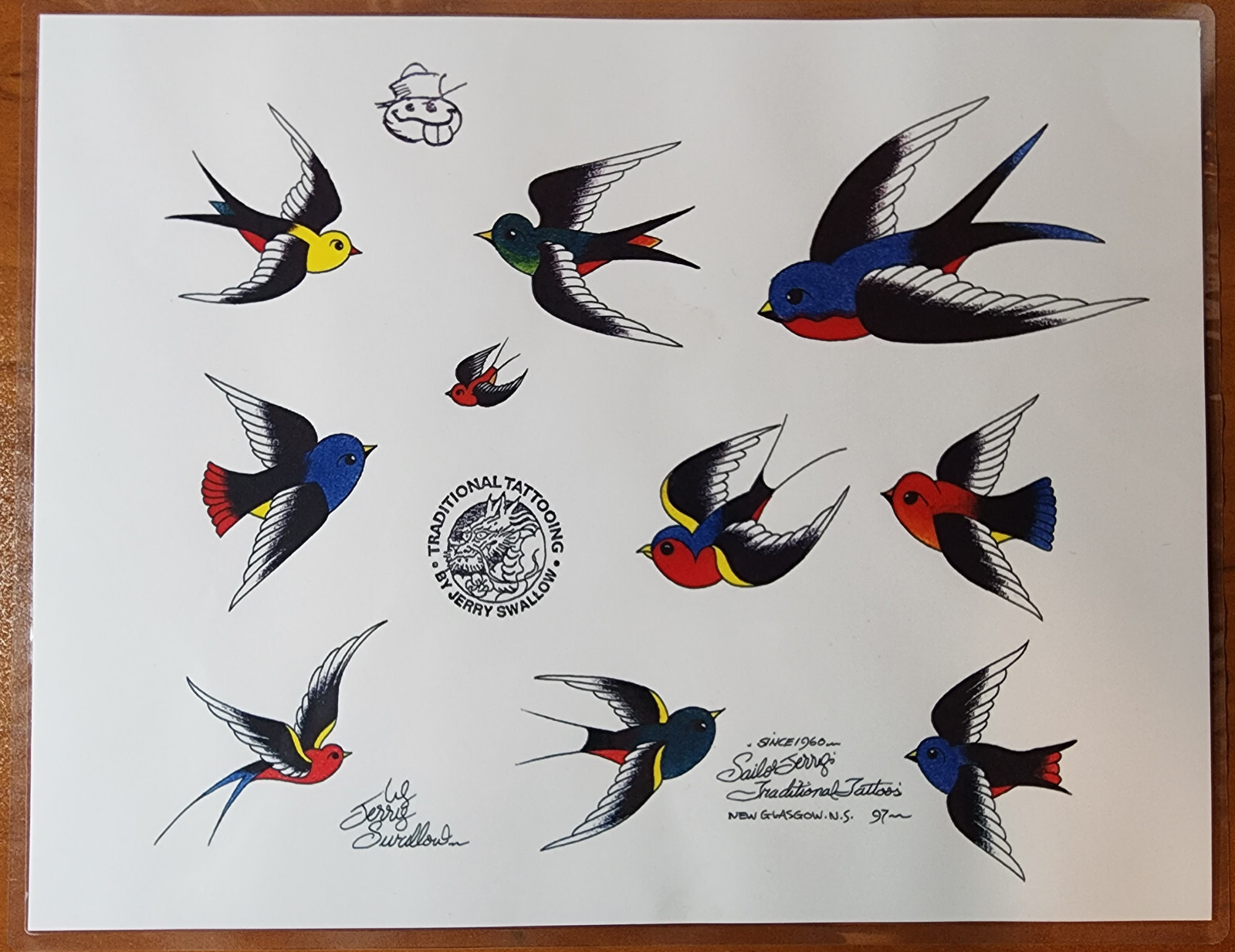 Traditional American Tattoo　ジェリースワロウ Sailor Jerry Swallow Traditional Vintage Style Tattoo Flash