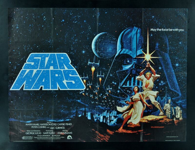 STAR WARS ✯ BRITISH QUAD CineMasterpieces ORIGINAL MOVIE POSTER 1977 HILDEBRANDT