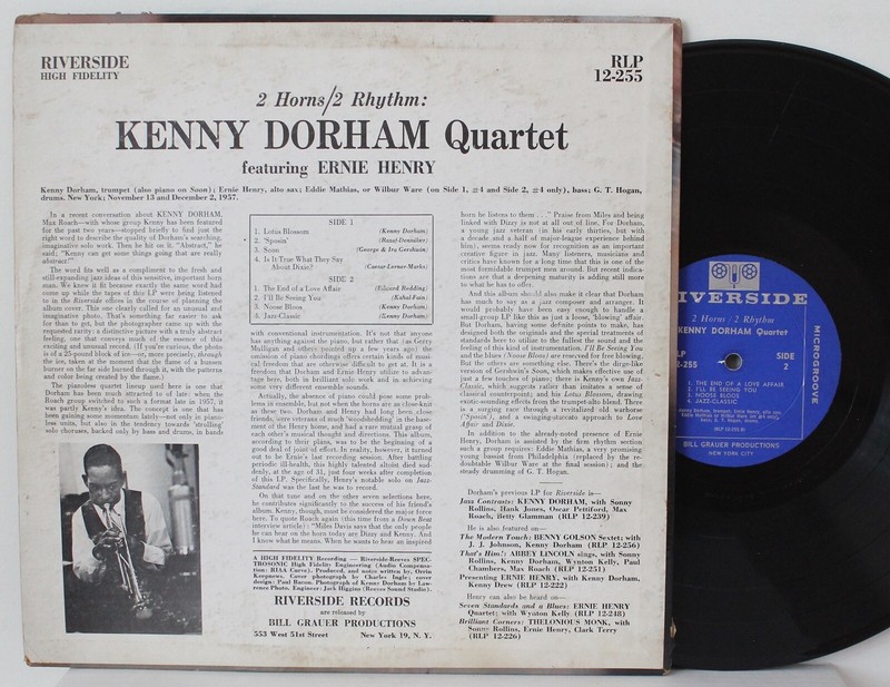 Kenny Dorham LP &ldquo;2 Horns / 2 Rhythm&rdquo; ft. Ernie Henry~ Riverside 12-255 ~ DG Mono