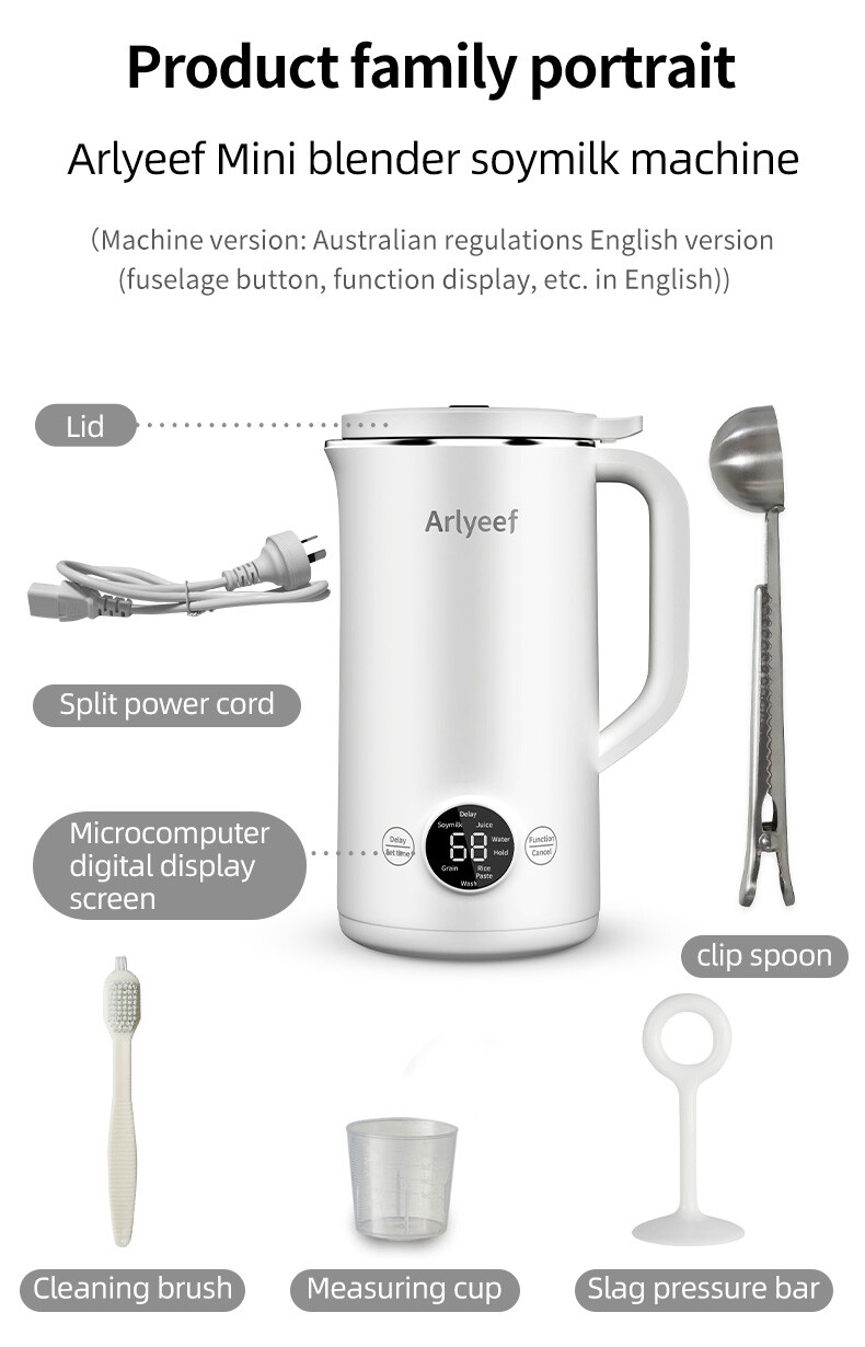 Arlyeef Soybean Milk Machine 600ml Grain Juicer Maker Soy Milk Electric Blender