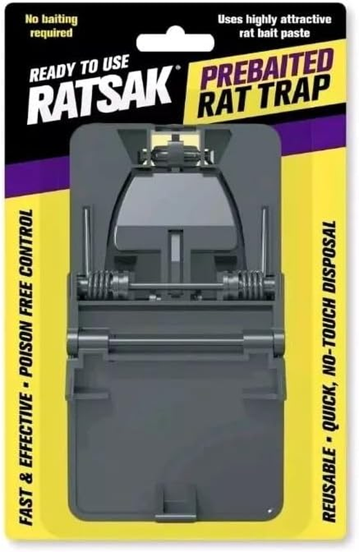 RATSAK Baited Rat Trap 1 Pack – Ready-To-Use Rat Trap with Pre-Baited Attractant