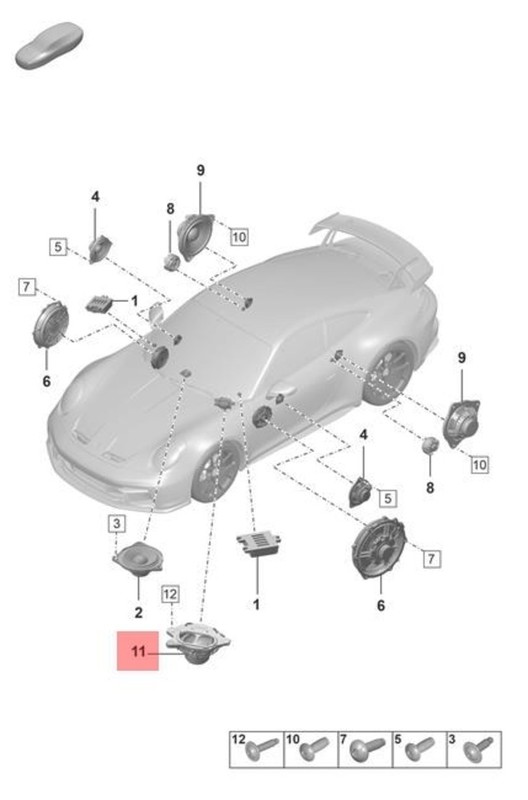 Porsche 911 Carrera 992 GT3 Subwoofer Premium 992035481A | Genuine OEM