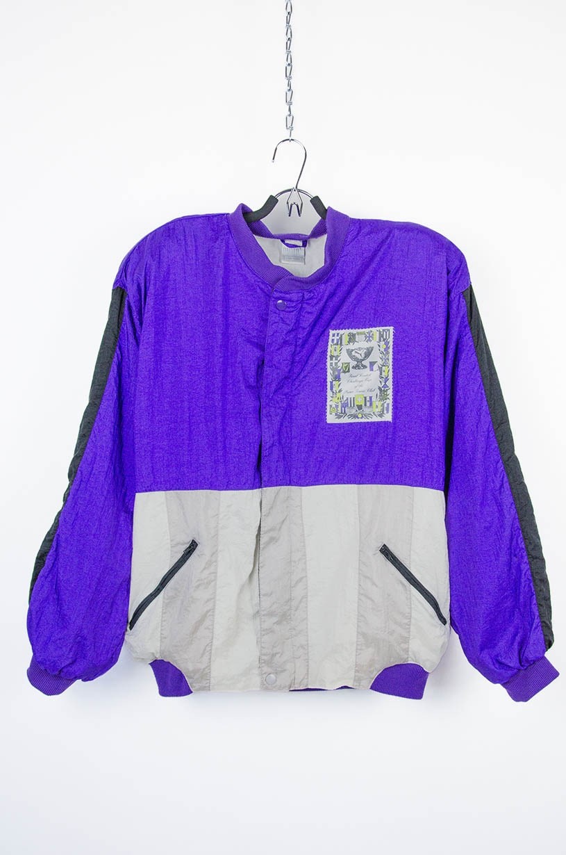 Vintage Puma Tennis Club Windbreaker Jacke Lila/Grau - Größe L