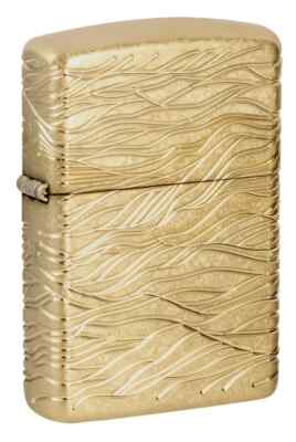 Zippo 46273, Luxury Waves Design Deep Carve Armor Lighter, Tumbled Brass Finish