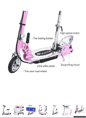 Maxtra E120 177lbs Max Weight Electric Motorized Scooter Pink