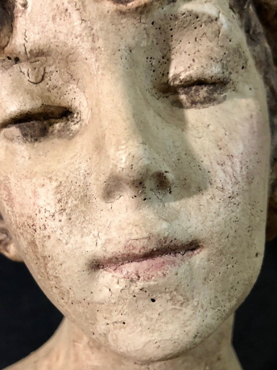 Antique French Art Nouveau Woman Lady Bust Statue Vintage Antique Art Nouveau