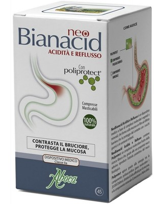 Aboca Neo Bianacid Acidity & Reflux Digestive Heartburn Pain Gastritis 45 Tables
