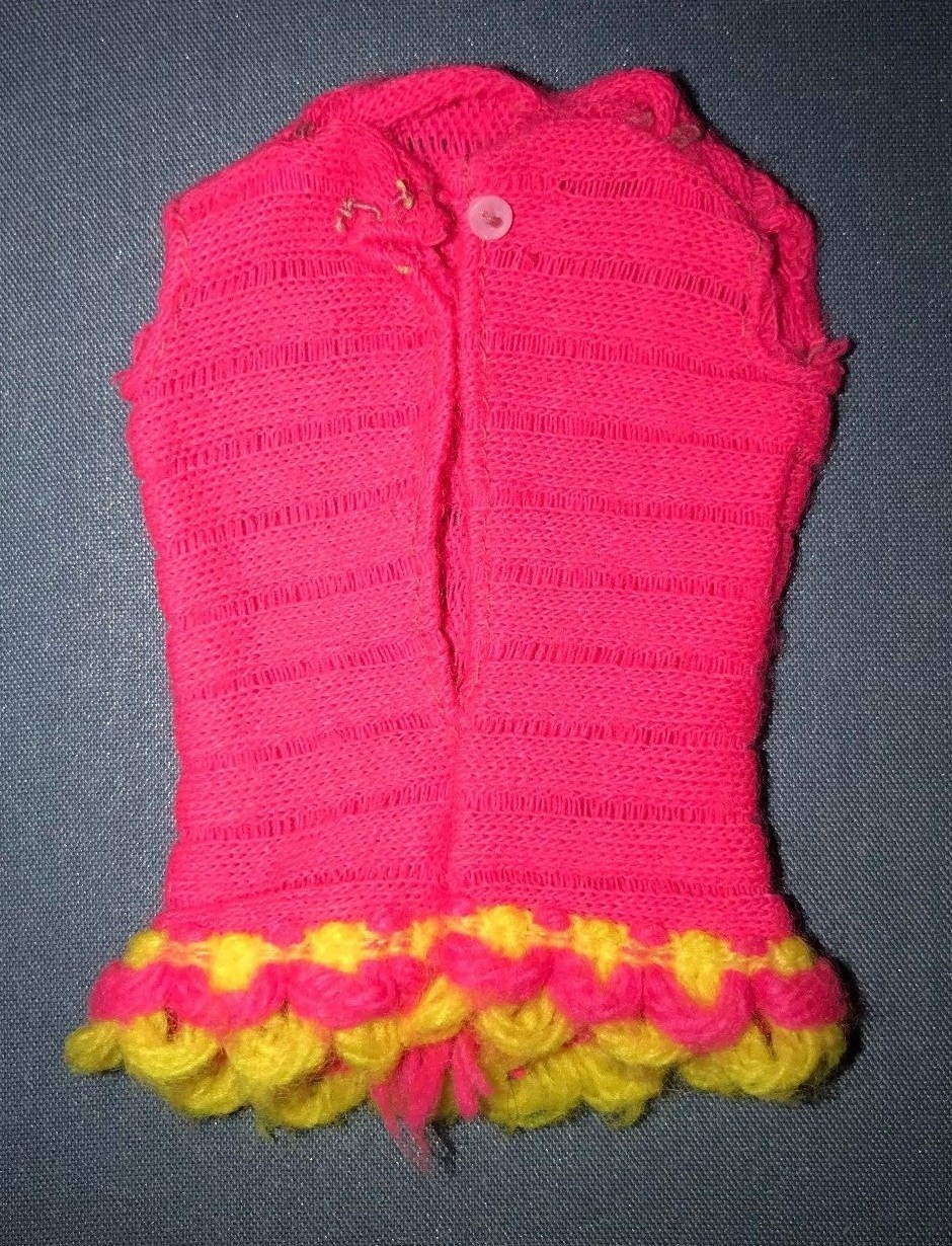 1968 Talking Barbie Original Outfit #1115 Knit Pink Yellow Swimsuit  Shirt TAG