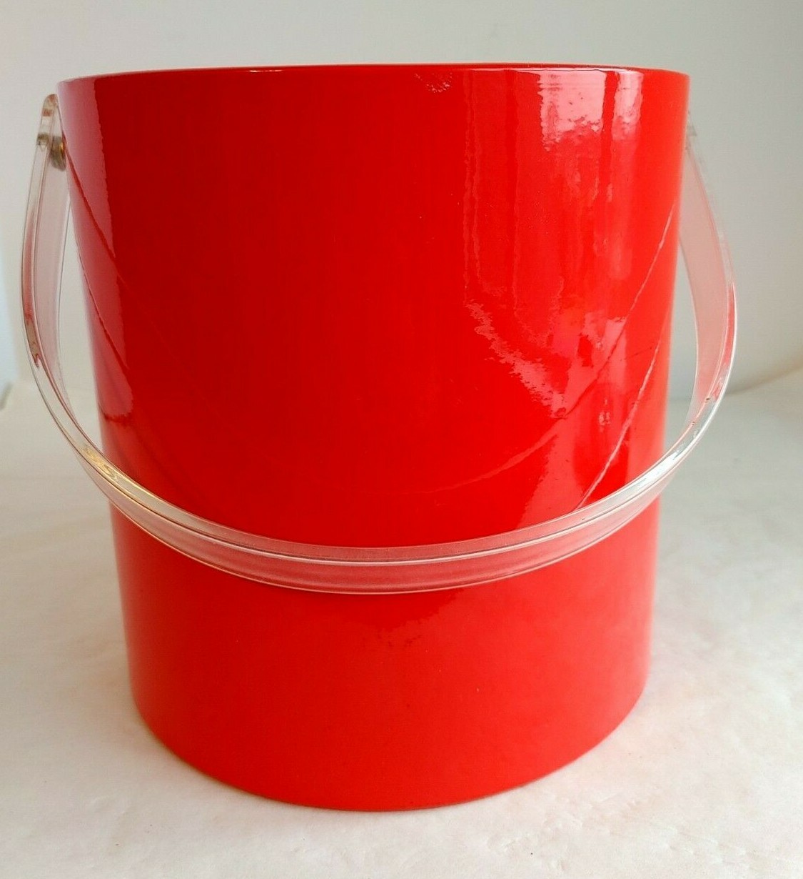 Retro Red Ice Bucket with Red Vinyl Lid & Clear Acrylic Handle  #16476