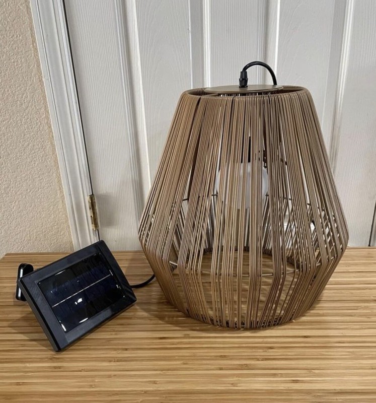 Brand New 15” Pendant Solar Outdoor Ceiling Light Hanging Patio Light Neutral