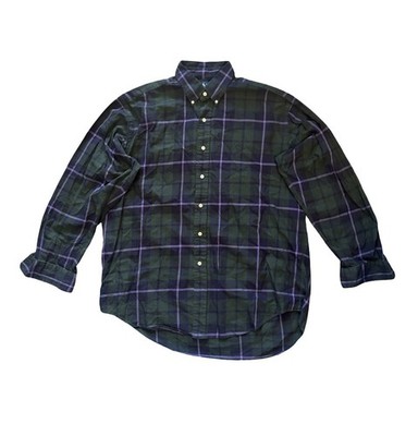 VTG Ralph Lauren BLAKE Men's Button Down Shirt Green Purple Plaid Size Large