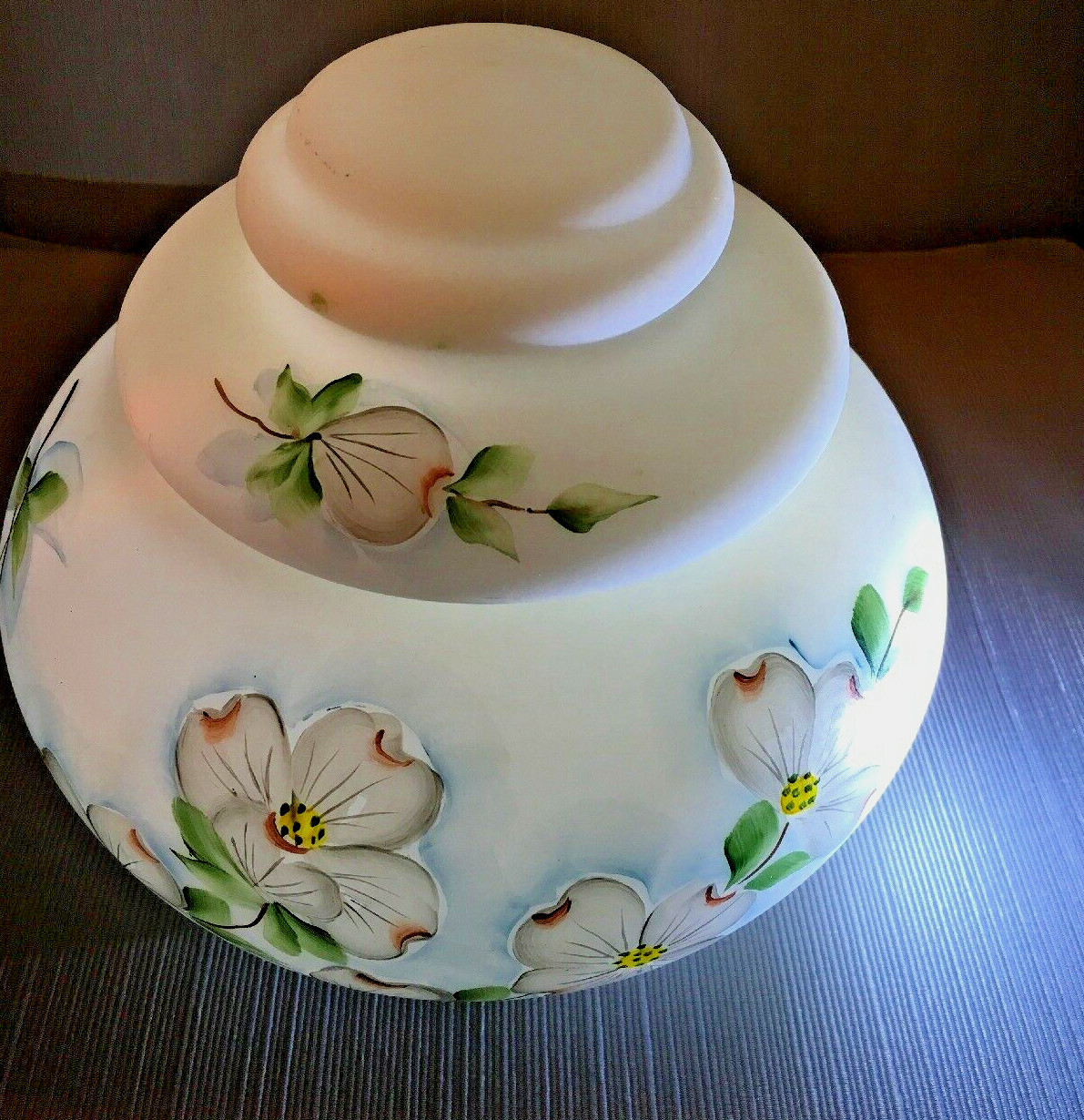 Hand Painted Artist Signed Art Glass Biscuit  Ginger Cracker Jar Satin Glass