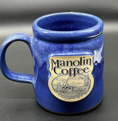 MANOLIN COFFEE Deneen Pottery Coffee Mug Hand Thrown Pottery Blue Glazed Fishing
