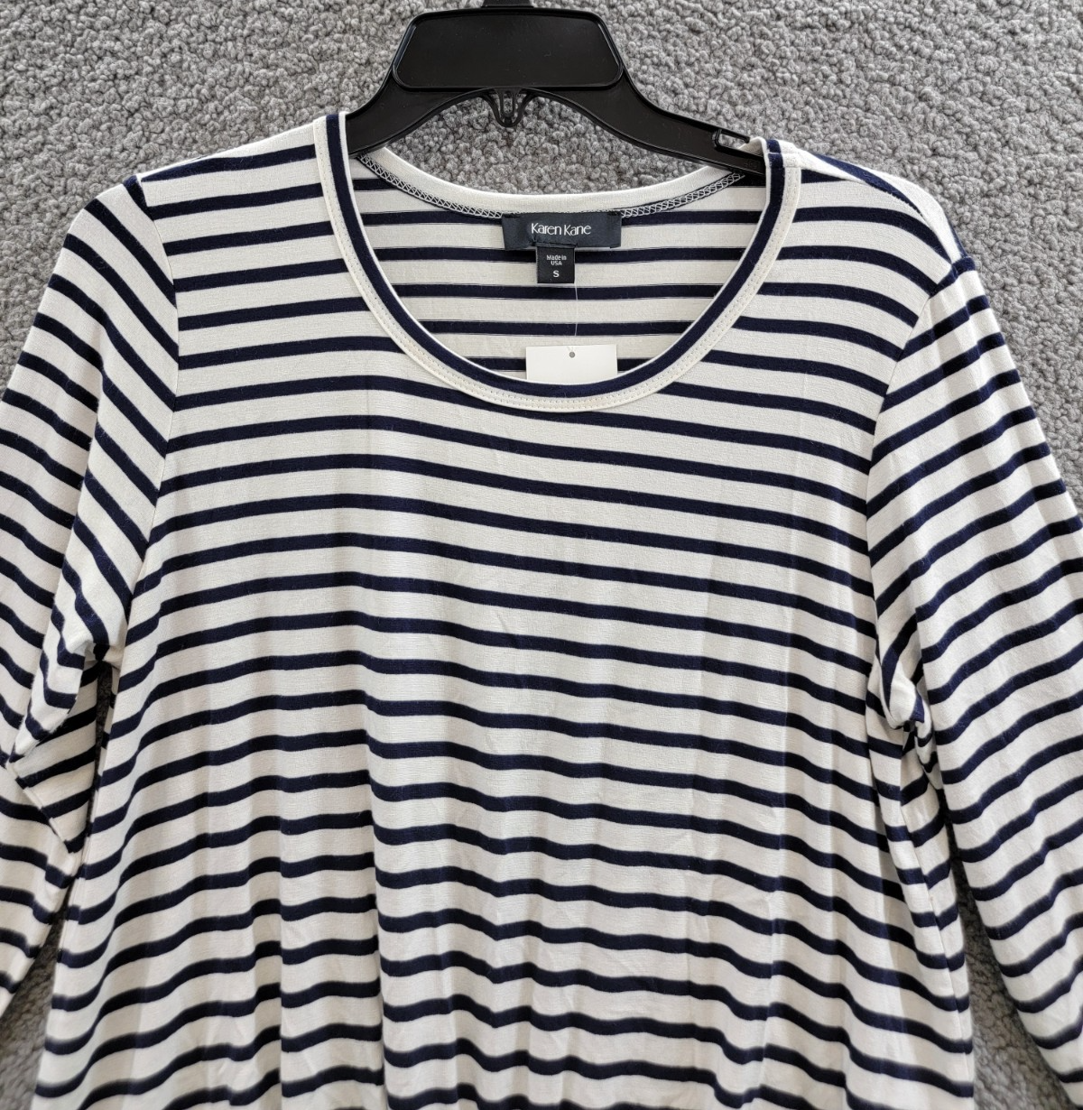 Karen Kane Stripe Tie Front Top Women's Small Navy/White Crewneck Pullover Style - Picture 3 of 17
