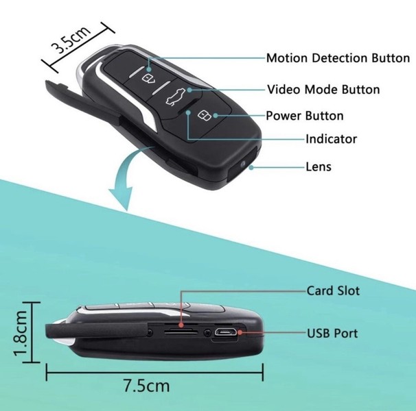 128GB Car Key Spy Camera, long BatteryLife Mini Hidden Micro Security camera1080 - Image 13