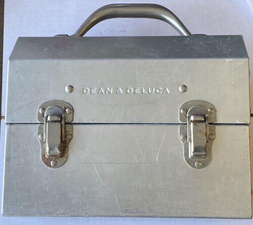 Rare Vintage Dean & Deluca Silver Metal Industrial Old School Lunchbox Retired Rare Vintage Dean & Deluca Silver Metal Industrial Old School Lunchbox Retired