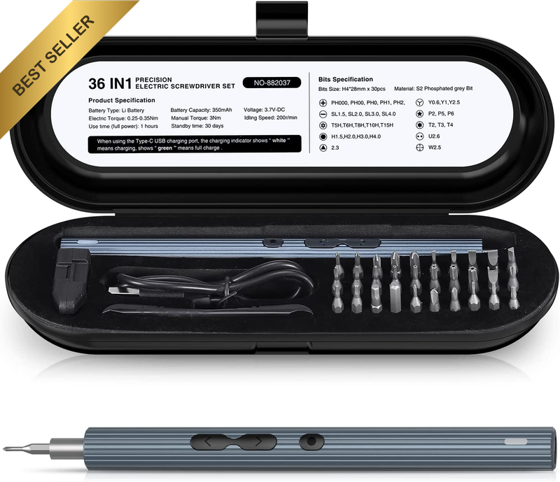 (Upgraded Version)  Electric Screwdriver 36 in 1 Precision Power Screwdriver Set