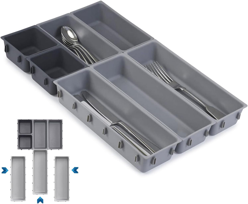 Adjustable 7 PCS Drawer Organiser Set for Home & Office, Kitchen Utensils Cutler