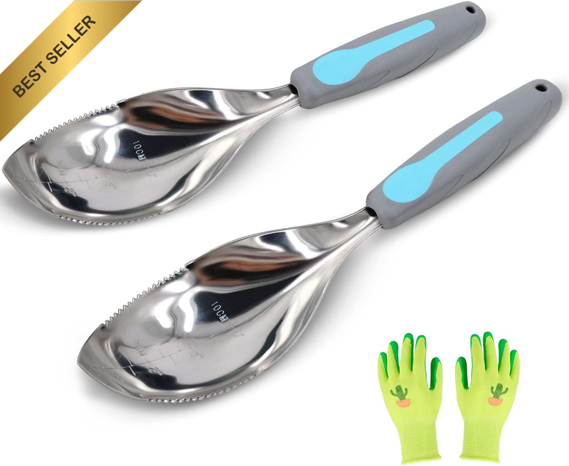 2Pack Garden Trowel, Stainless Steel Hand Shovel with Ergonomic Handle, Multi-Us